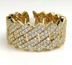 14k yellow gold 13mm diamond cuban band 3.00ct