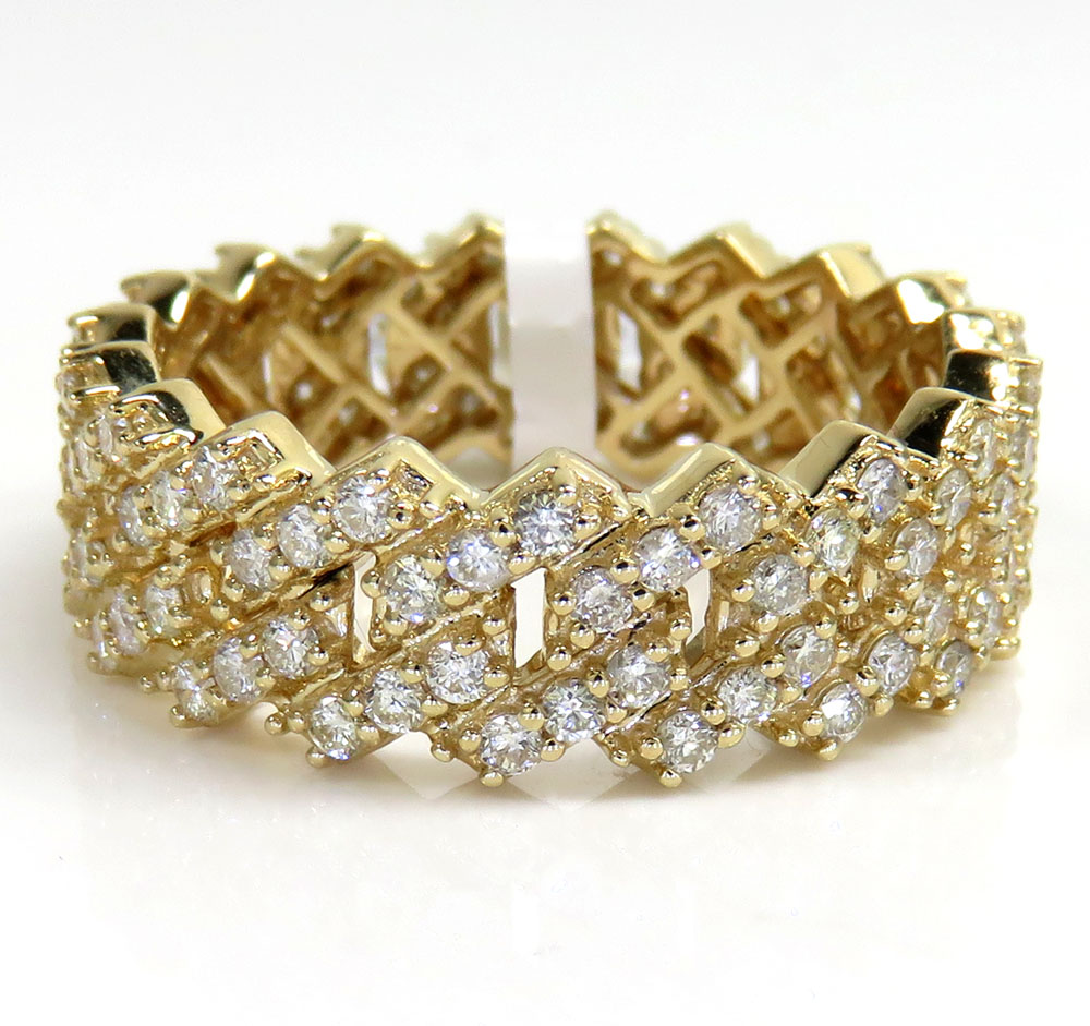 14k yellow gold 7.70mm diamond cuban band 1.90ct