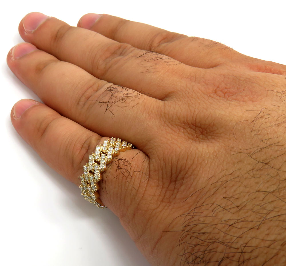 14k yellow gold 7.70mm diamond cuban band 1.90ct