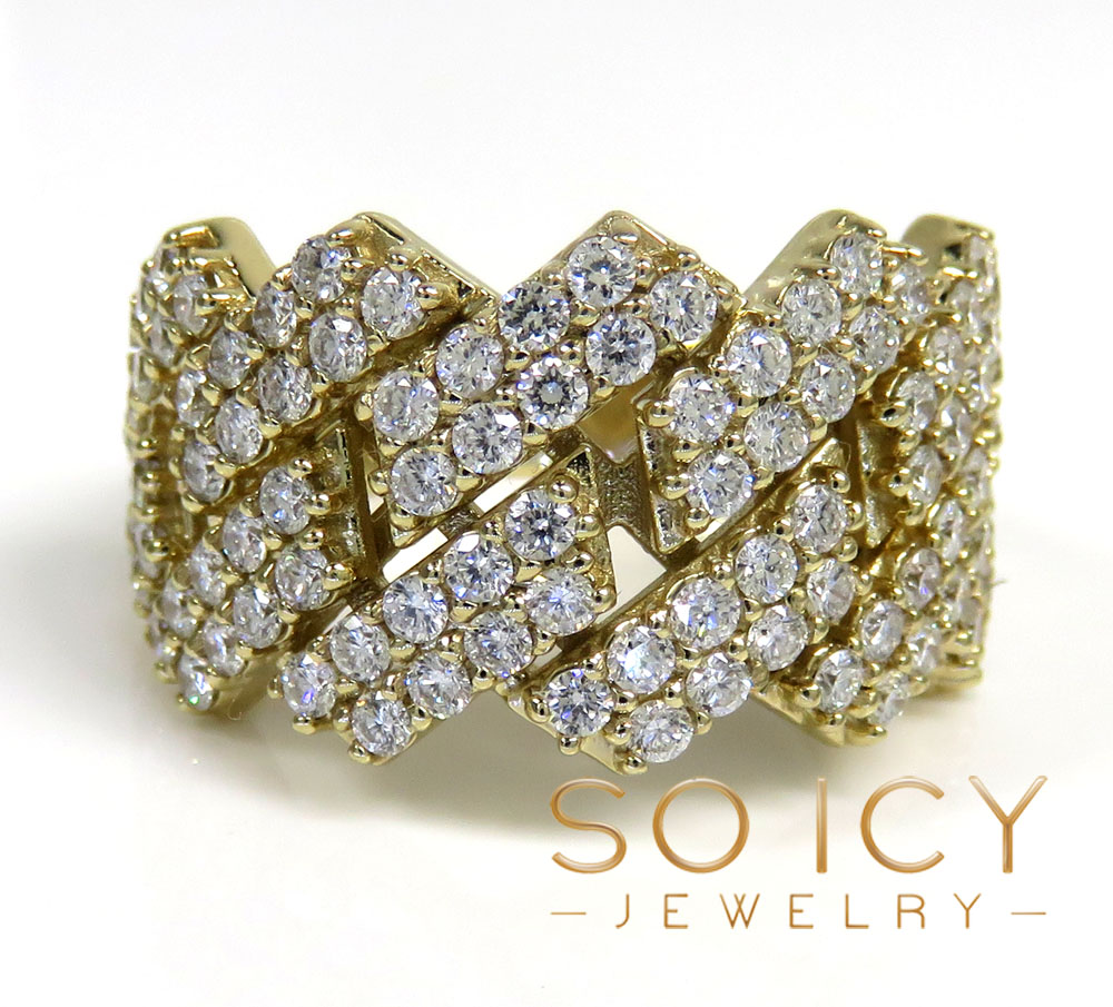 14k yellow gold 13mm diamond cuban ring 2.15ct