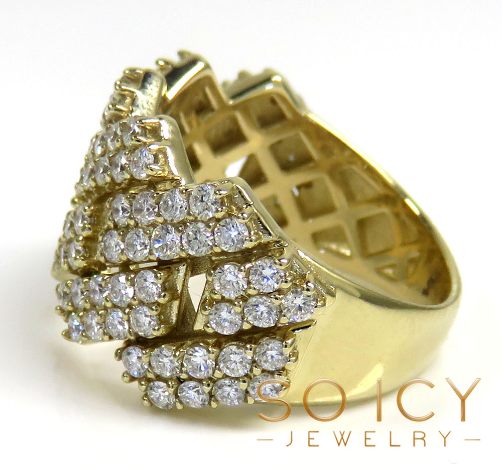 14k yellow gold 13mm diamond cuban ring 2.15ct - Image 3