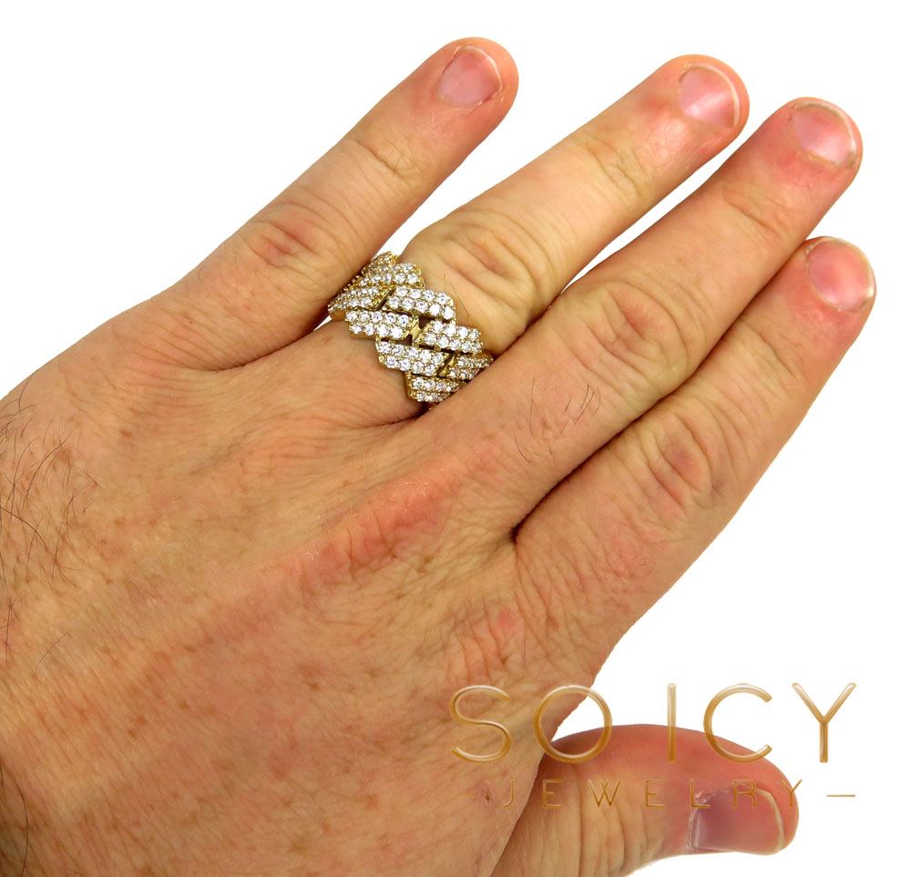 14k yellow gold 13mm diamond cuban ring 2.15ct