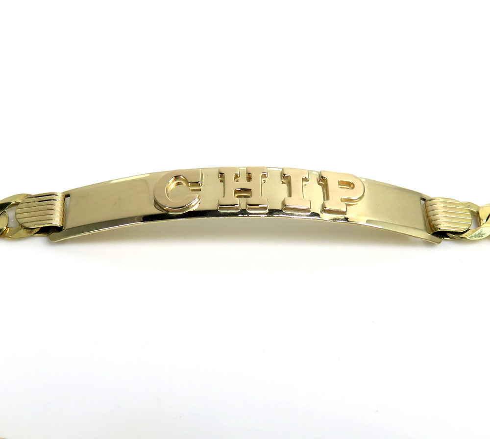 14k yellow gold custom solid cuban id bracelet 8.25 inch 5.80mm 