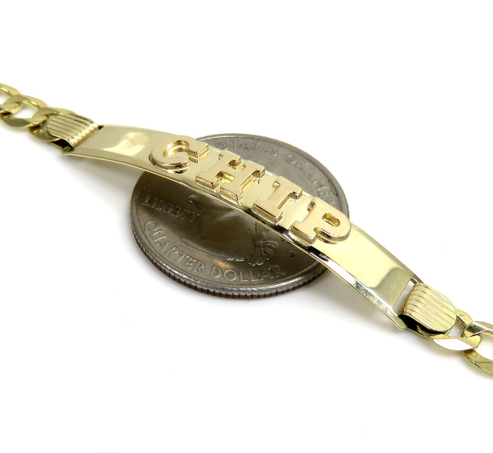 14k yellow gold custom solid cuban id bracelet 8.25 inch 5.80mm 