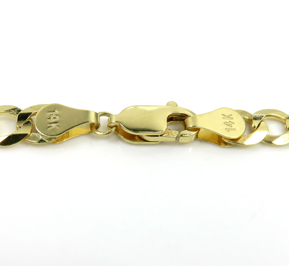14k yellow gold custom solid cuban id bracelet 8.25 inch 5.80mm 