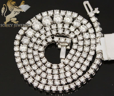 12.95ct ladies 14k white gold round diamond graduating stone tennis chain