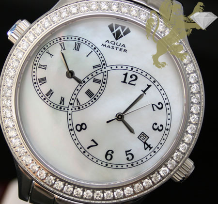 2.45ct mens aqua master genuine round diamond