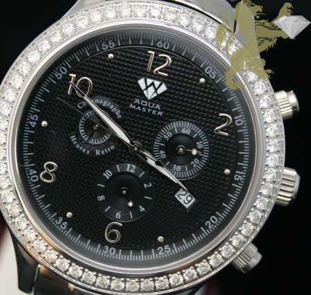 2.45ct mens aqua master genuine round diamond 