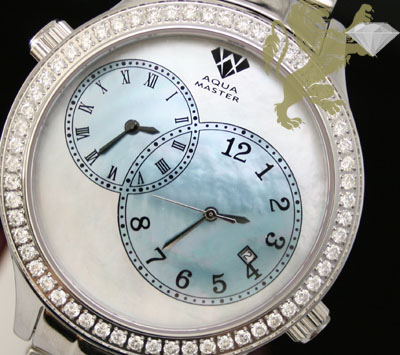 2.45ct aqua master genuine diamond watch 