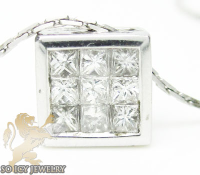 0.35ct 14k white gold princess diamond necklace pendant