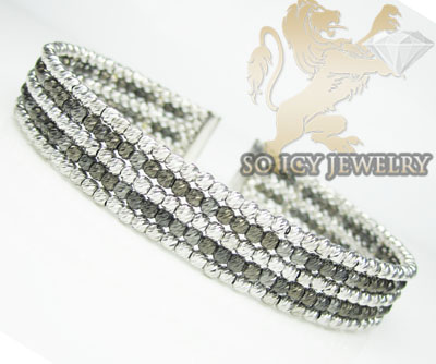 Ladies 14k black & white gold fancy 5 rows bangle bracelet