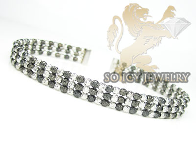 Ladies 14k black & white gold fancy 3 row bangle bracelet