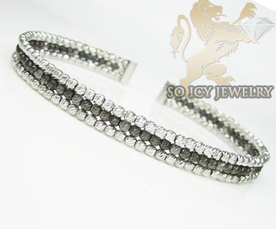 Ladies 14k black & white gold fancy 3 row bangle bracelet - Image 1