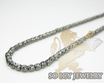 Ladies 14k black gold diamond cut bead necklace 2.2mm 30 inch