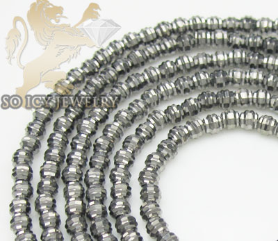 Ladies 14k black gold diamond cut bead necklace 1.8mm 24 inch