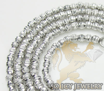 Ladies 14k white gold diamond cut bead necklace 2mm 16-22 inch