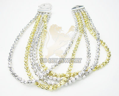 5 row 14k two tone diamond cut bead italian gold bracelet