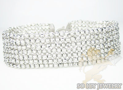 7 row 14k white gold diamond cut bead italian gold bracelet