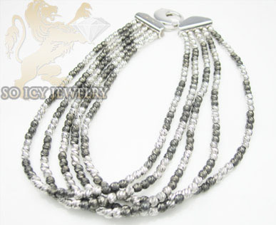 5 row 14k black & white gold  diamond cut bead italian gold bracelet