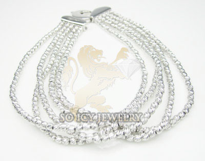 5 row 14k white diamond cut bead italian gold bracelet - Image 1