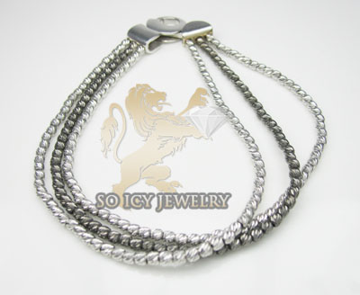 3 row 14k two tone diamond cut bead italian gold bracelet - Image 1