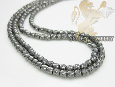 2 row 14k black diamond cut bead italian gold bracelet - Image 1