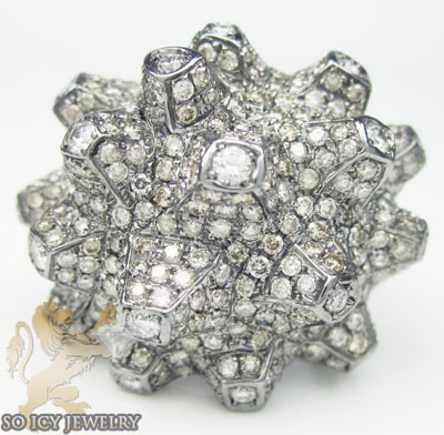 Ladies 18k black gold champagne & white diamond volcano ring 2.86ct