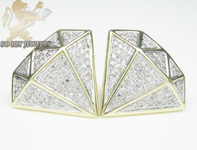 10k yellow gold diamond shape white diamond earrings 0.70ct