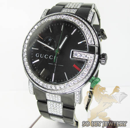 Diamond gucci g watch black stainless steel  4.40 ct