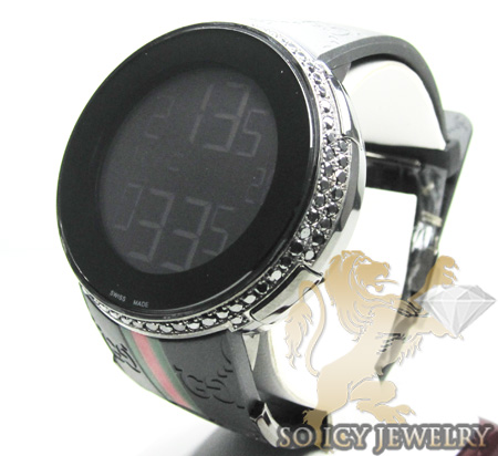 Mens black diamond igucci digital watch 2.00ct