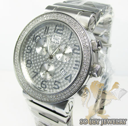 Diamond icelink sport diver mens watch 1.75ct