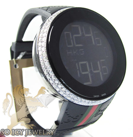White diamond igucci digital watch 2.60ct 