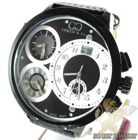 Curtis & co black stainless steel mens watch 4 time zone - Image 1