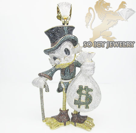 Scrooge mcduck diamond 10k yellow gold pendant 16.50ct