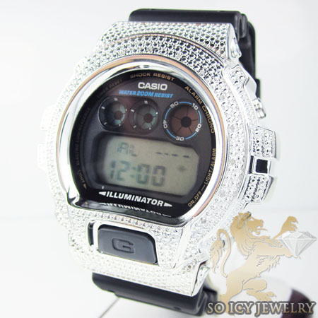 Mens silver g-shock diamond watch 0.15ct