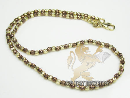 14k brown & yellow gold  diamond cut 