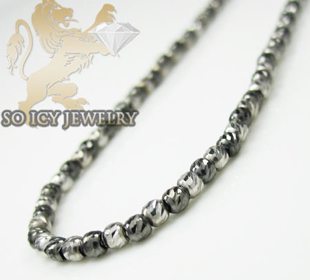 14k white & black gold diamond cut bead chain 18-24 inch 2mm