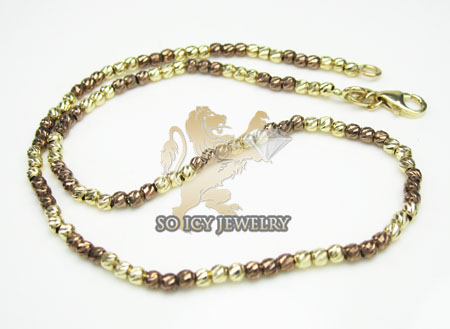 14k brown & yellow gold diamond cut 