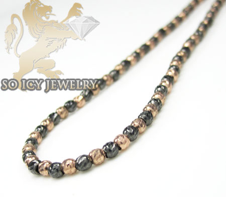 14k rose & black gold diamond cut bead chain 16-24 inch 2mm