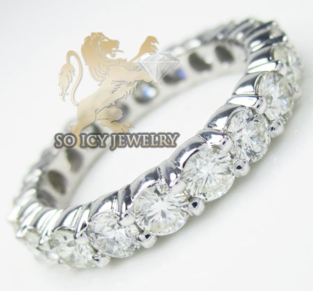 Ladies 14k white gold round diamond eternity band 4.00ct