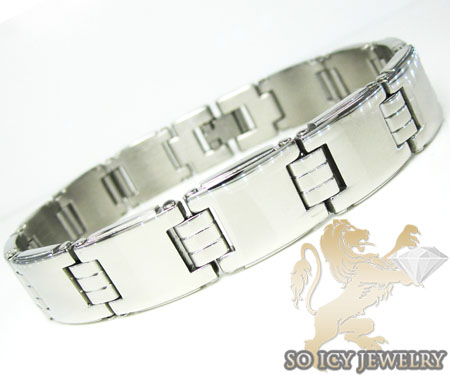 White stainless steel square link bracelet