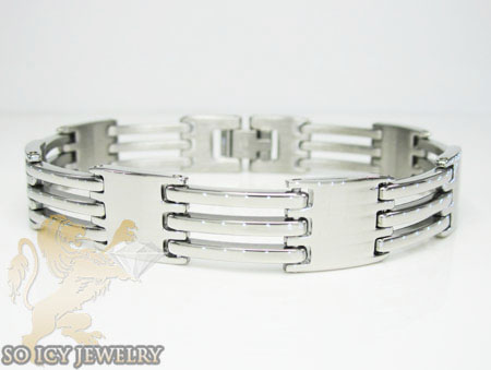White stainless steel multi-link design bracelet