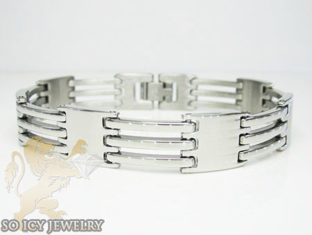 White stainless steel multi-link design bracelet - Image 1