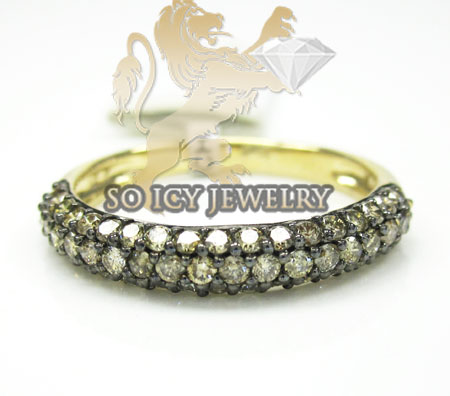 Ladies 14k yellow gold champagne diamond wedding band 1.00ct