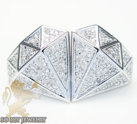 Round diamond earrings 10k white gold mens 0.60ct