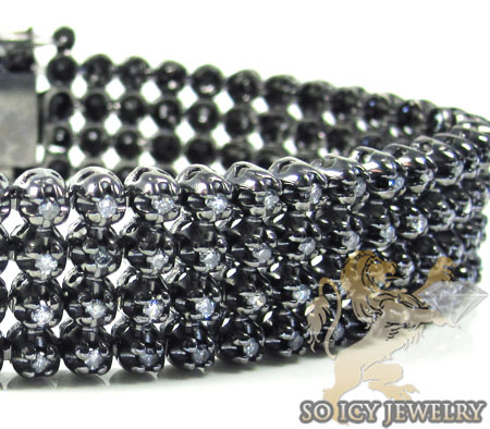 14k black gold diamond 4 row bracelet 4.50ct - Image 1