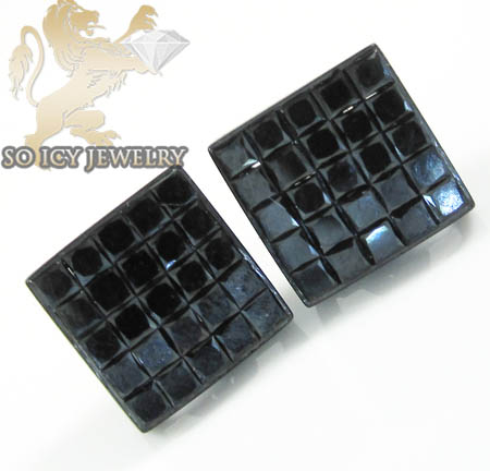 10k black gold diamond princess earrings 2.00ct