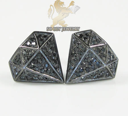 10k black gold diamond pave diamond earrings 0.35ct