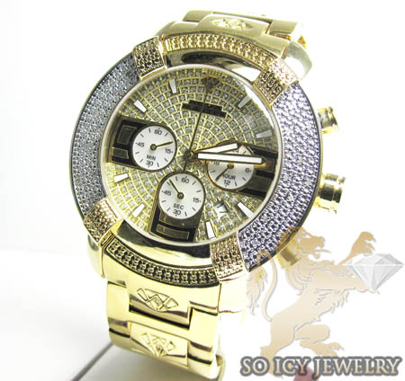 Mens aqua master genuine diamond yellow ornament watch 0.20ct