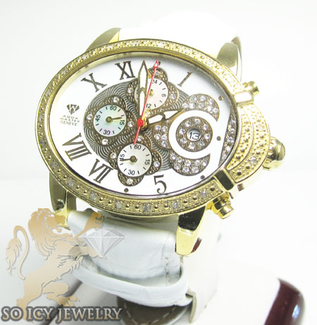 Ladies aqua master genuine diamond yellow geneve watch 0.20ct
